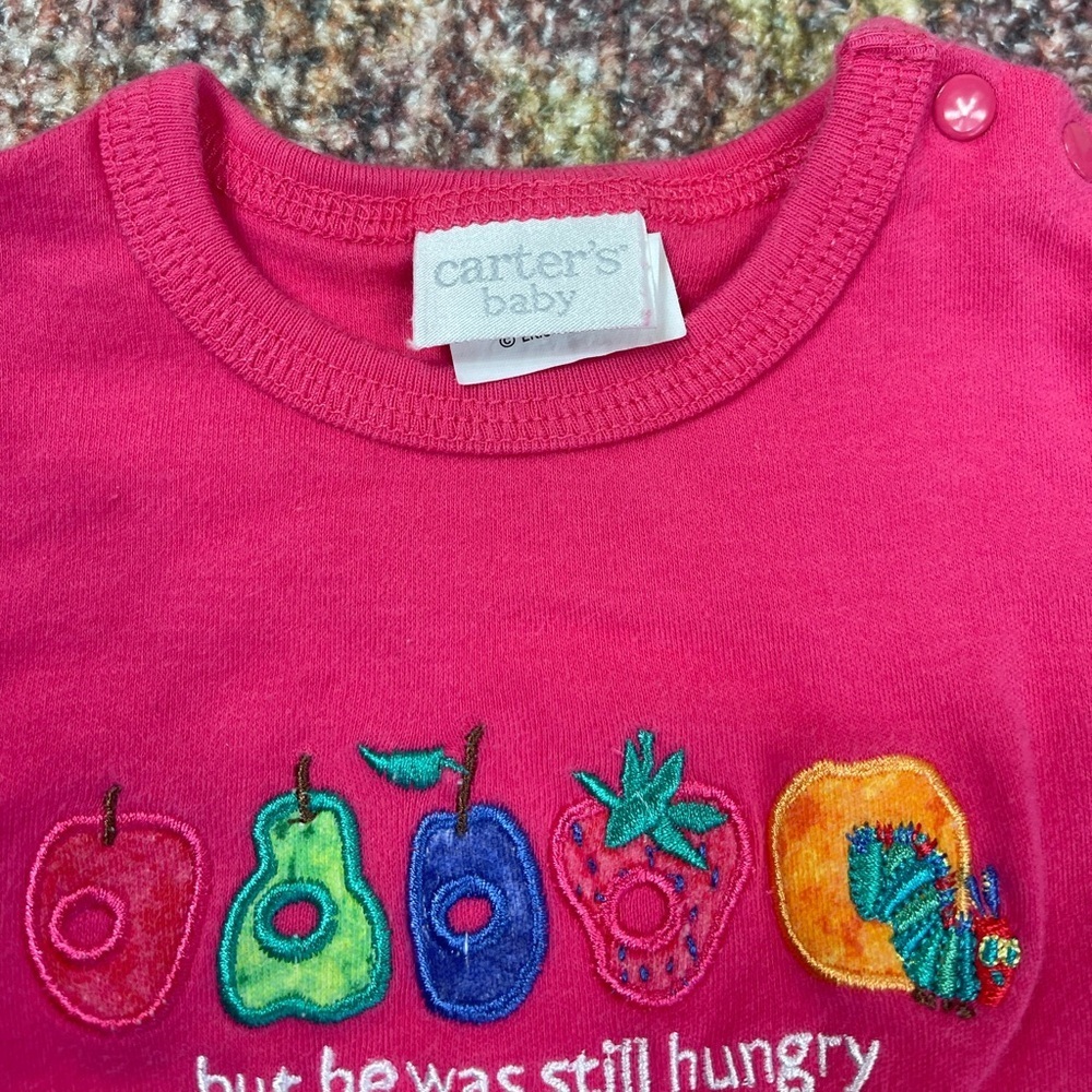 Carter’s Vintage Baby Onesie Eric Carle Hungry Caterpillar Pink Size 0-3M - Picture 3 of 6